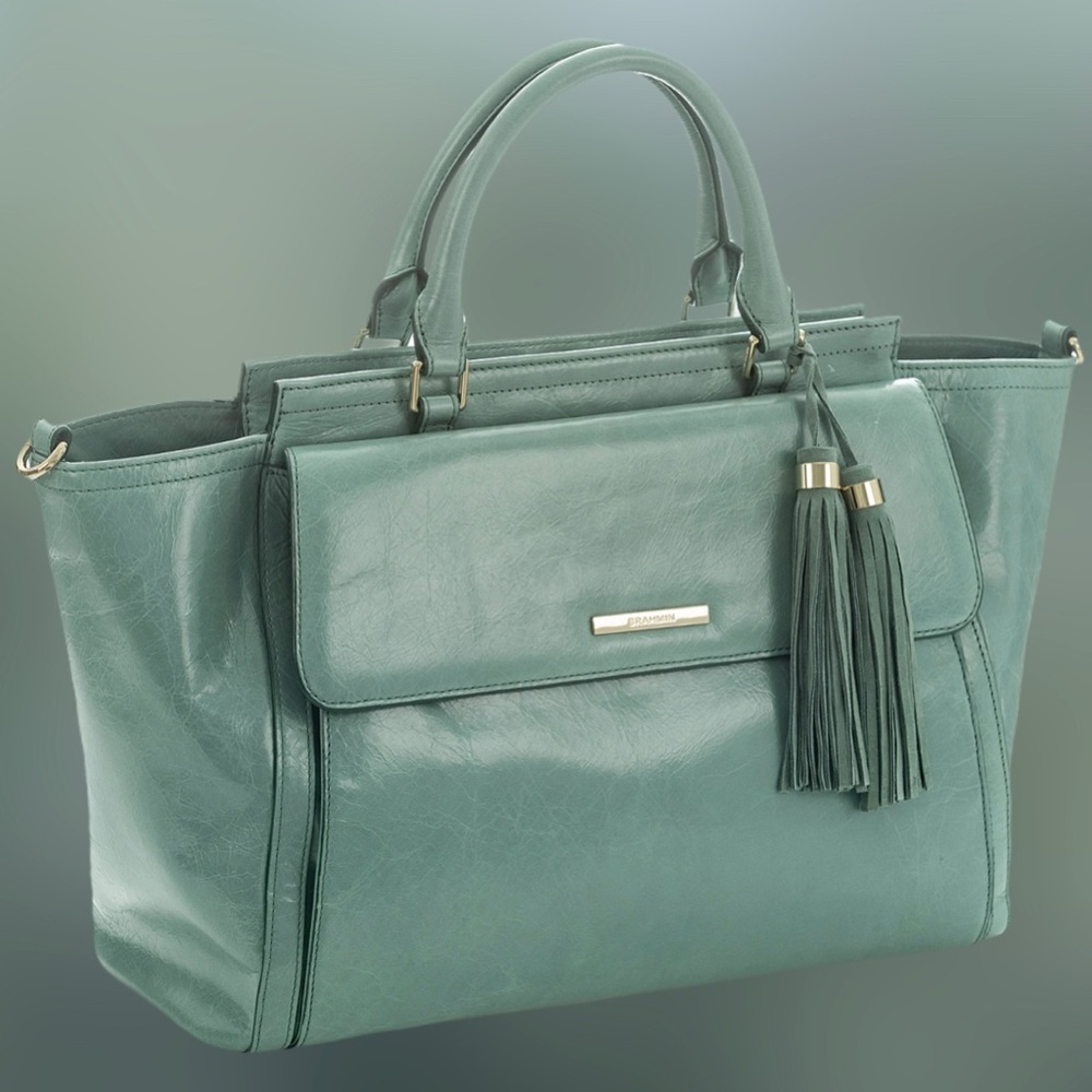 BRAHMIN TAYLOR SATCHEL TEAL EISENHOWER NEW W/ TAGS